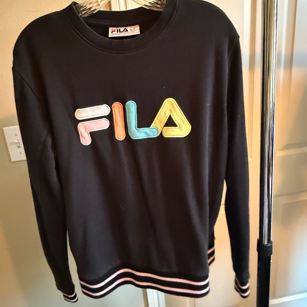 Fila Black Crewneck with Colorful Logo